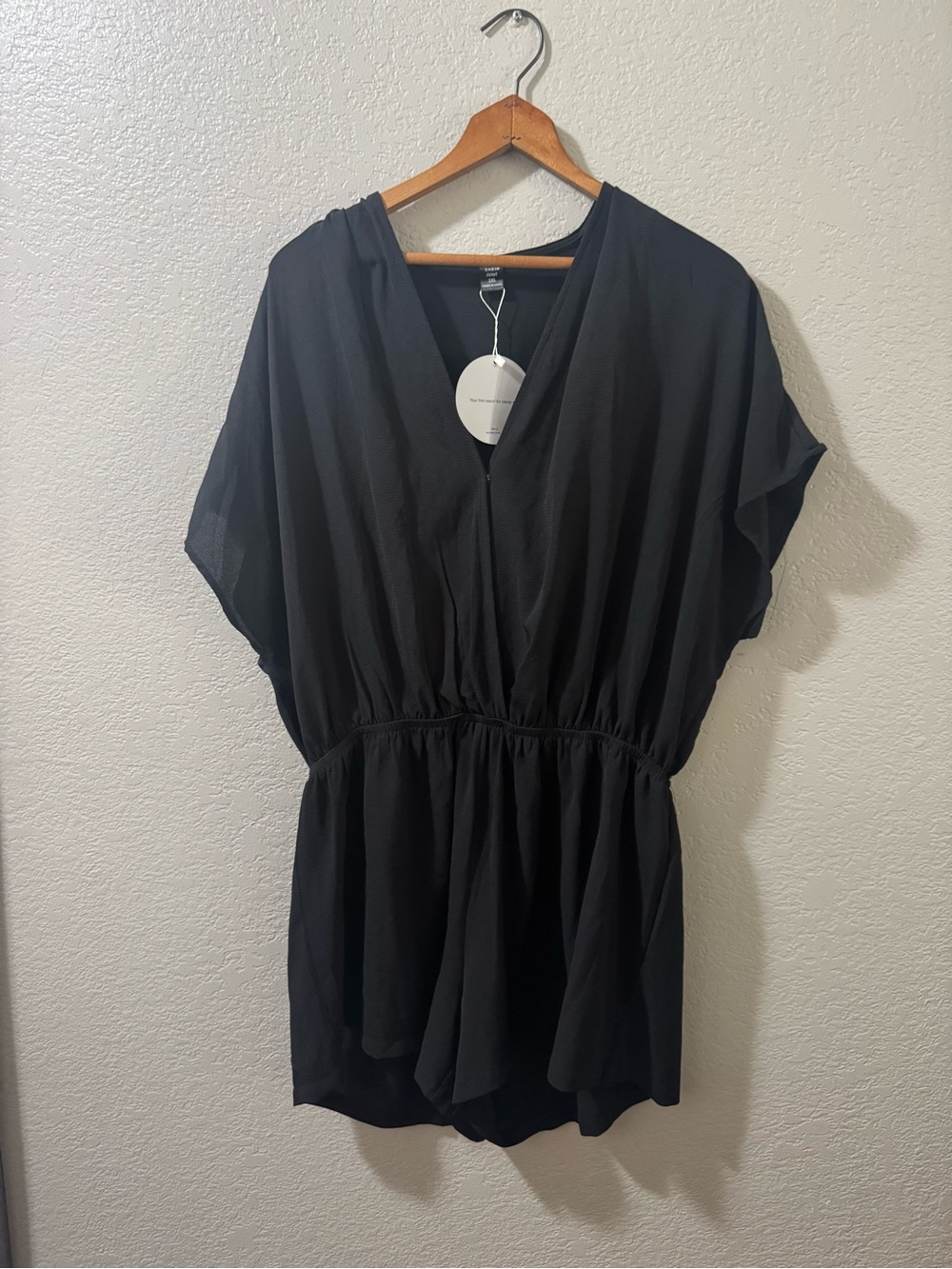 Black V-Neck Elastic Waist romper
